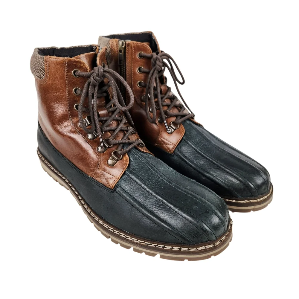 Crēvo Kannard Chestnut Brown Black Leather Water Resistant Duck Boot Men Size 13